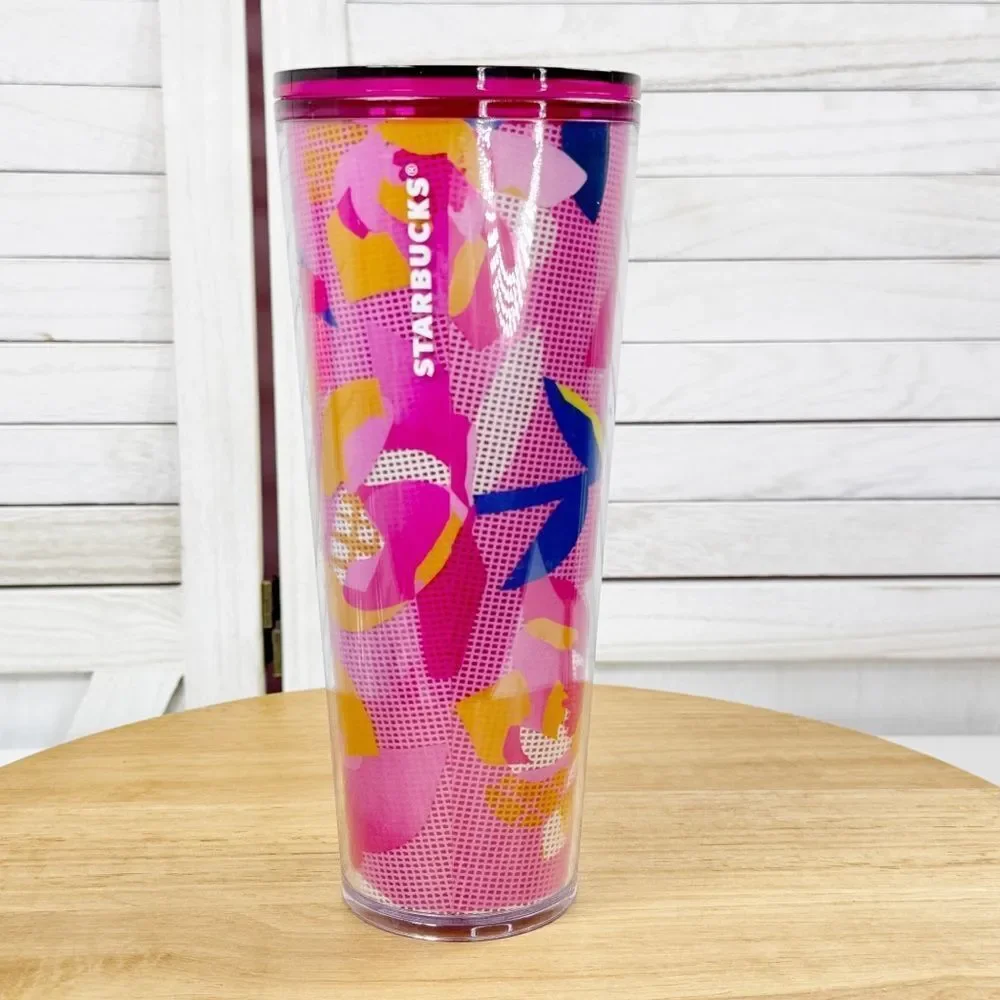 Starbucks 2023 Pink Peony Floral Double Wall Acrylic Tumbler Cup‎ 24oz Venti